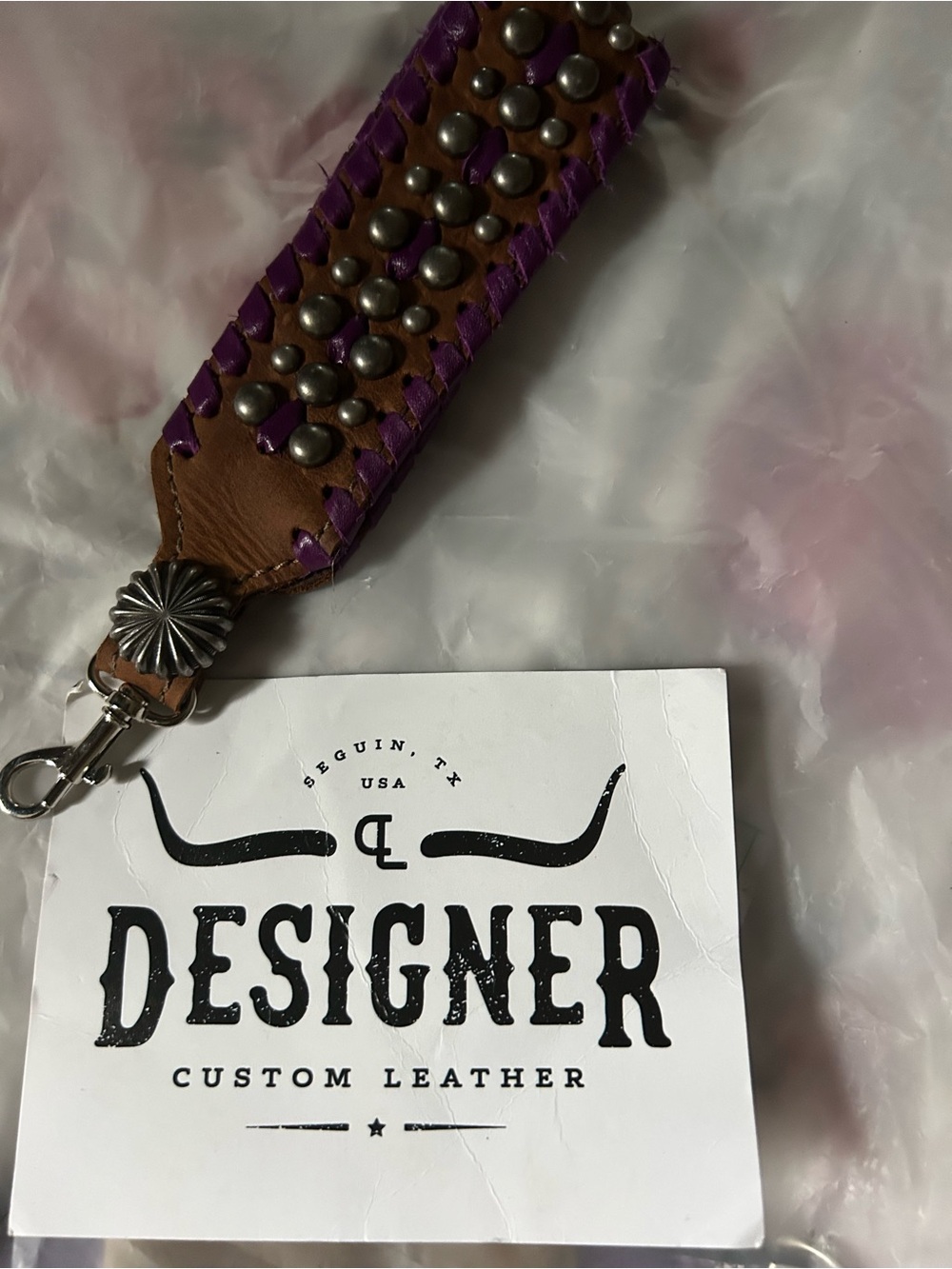 DCL Saddle Leather Purple-Trim  Wristlet Strap